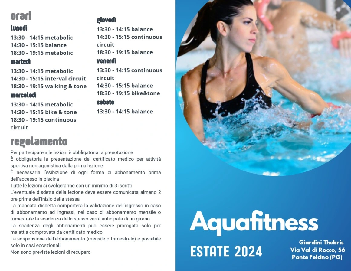 Aquafitness Thebris orari e servizi - Scarica la brochure completa 